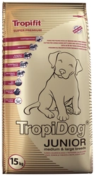 Tropidog Super Premium Junior di media e grande taglia con tacchino, salmone e uova 15kg