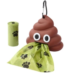 NUXIE® Contenitore dispenser per sacchetti per escrementi di cane con moschettone + 20 sacchetti.