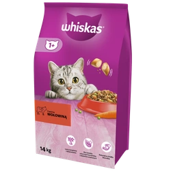 WHISKAS Cibo secco per gatti 1+ con manzo 14kg