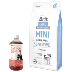 Brit Care Mini Grain Free Sensitive Con cervo 7kg & LAB V Olio di Salmone per cani e gatti 1000ml