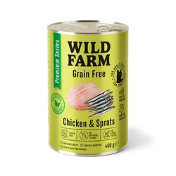 WILD FARM Premium Grain Free Pollo e Spratti 400g - cibo per gatti senza cereali