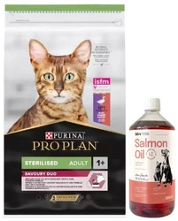 PURINA Pro Plan Cat Sterilised Duck & Liver 10 kg & LAB V Olio di Salmone per cani e gatti 1000ml