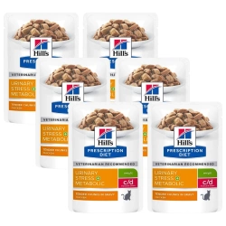 HILL'S PD Prescription Diet Feline c/d Urinary Stress + Metabolic Pollo 6x85g bustina