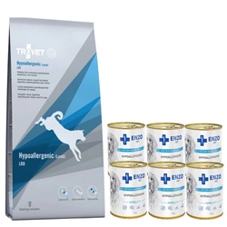 TROVET LRD Hypoallergenic - Agnello (per cani) 10kg & ENZO VET Dieta ipoallergenica ipoallergenica con tacchino per cani 6x400g