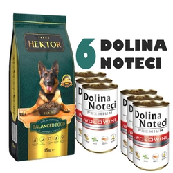 HEKTOR BALANCED Adult 15kg + Dolina Noteci PREMIUM ricco di carne di manzo 6x400g