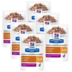 Hill's PD Prescrizione Dieta felina k/d Cura dei reni Manzo 6x85g
