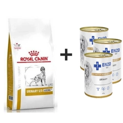 ROYAL CANIN Urinary S/O Ageing 7+ 8kg + ENZO VET Urinary per le malattie del tratto urinario con pollo per cani 3x400g