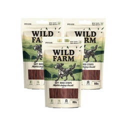 WILD FARM Strisce morbide di anatra 3x80 g snack per cani