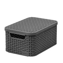Curver Rattan Stile Cestino Coperchio Grigio S