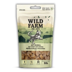 WILD FARM anti-hairball cuori morbidi al pollo 50 g snack per gatti