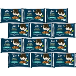 FELIX Tasty Shreds cibo umido per gatti con salmone e tonno in salsa 12x(4x80g)
