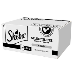 SHEBA Selection Select Slices Pollo e gusti vari in bustine da 120x85 g – alimento umido completo per gatti adulti, in salsa
