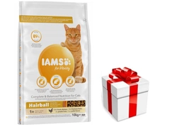 IAMS-Alimento secco per gatti Vitality Hairball per gatti adulti e anziani, con pollo 10 kg + sorpresa per il gatto GRATIS