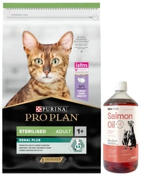 PRO PLAN Sterilised Renal turkey-rich cibo per gatti 10kg & LAB V Olio di Salmone per cani e gatti 1000ml
