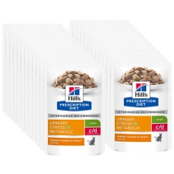 HILL'S PD Prescription Diet Feline c/d Urinary Stress + Metabolic Pollo 24x85g bustina