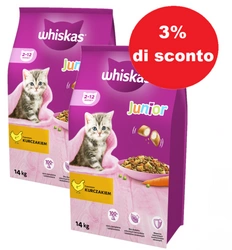 WHISKAS Cibo secco per gattini Junior con pollo 14kg x2