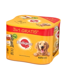 PEDIGREE Adult 3+1 BOX 4X400G - cibo umido per cani in gelatina (2x con pollo, 2x con manzo)