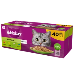 WHISKAS Adult bustine 40 x 85 g Gusti misti - cibo umido per gatti adulti in gelatina (tagli con: manzo, pollo, salmone, tonno)