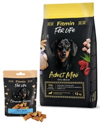 FITMIN For Life Mini Adult 12kg + Fitmin For Life Biscotti per cani e gatti 50 g mix di gusti IN OMAGGIO!