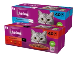 WHISKAS Adult bustine 40 x 85 g Fishy Treats - cibo umido per gatti adulti in gelatina (pezzi con: salmone, tonno, merluzzo, pesce bianco) + WHISKAS Adult bustine 40 x 85 g Classic Meals