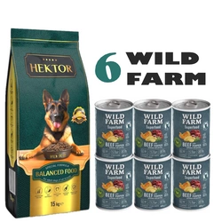 HEKTOR BALANCED Adult 15kg + Wild Farm Superfood Beef 6x400g
