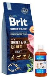 Brit Premium By Nature Light con tacchino e avena 15kg + Lab v salmone olio per cani e gatti 500 ml