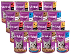 WHISKAS Lattina per gatti adulti 24x400g Gusti misti