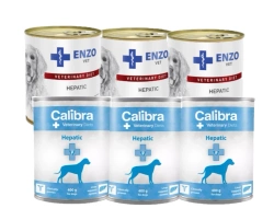 ENZO VET Epatico per malattie del fegato per cani 3x 400 g + Calibra VD Dog Hepatic 3x400 g