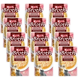 INABA Ciao Broth - alimento complementare per gatti al gusto di pollo e salmone in brodo 12x40 g