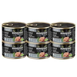 DOLINA NOTECI Super Rafi Cat P&F con faraona e cuori di anatra per gatti sterilizzati 6x185 g