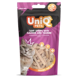 UNIQ PETS crocchette per gatti - strisce morbide al salmone con tasurino 50g