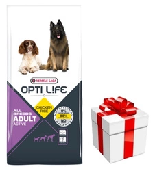 Versele-Laga Opti Life Adulto Attivo con pollo 12,5kg + Sorpresa GRATUITA per il cane!