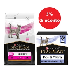 PRO PLAN Veterinary Diets UR St/Ox Urinary cibo secco per gatti 5 kg + PURINA FortiFlora Cat 30x1g