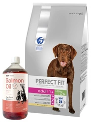 Perfect Fit™ - alimento completo secco per cani adulti di taglia media e grande, ricco di pollo 6 kg & LAB V Olio di Salmone per cani e gatti 1000ml