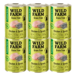 WILD FARM Premium Grain Free Pollo e Spratti 6x400g - cibo per gatti senza cereali