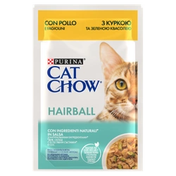 CAT CHOW Hairball Cibo per gatti con pollo e fagiolini in salsa 85g