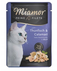 Miamor Feine Filets - cibo umido per gatti tonno con calamari in gelatina 100g
