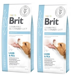 Brit Grain Free Veterinary Diet Dog Obesity Agnello e piselli 2x12kg