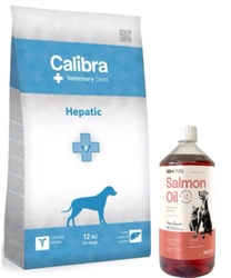 Calibra Diete veterinarie Cane Epatico 12kg + LAB V Olio di Salmone per cani e gatti 1000ml