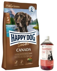 Happy Dog Supreme Canada 4kg & LAB V Olio di Salmone per cani e gatti 1000ml