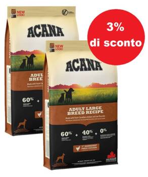 Acana Heritage Adult Large Breed 2x11,4kg - 3% di sconto in un set