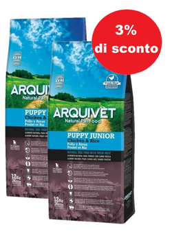 Arquivet Puppy&Junior Pollo con riso 2x12 kg - 3% di sconto in un set