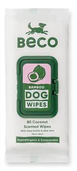 BECO Salviette di bambù per cani - 100% compostabili 80 pezzi (profumo di cocco)