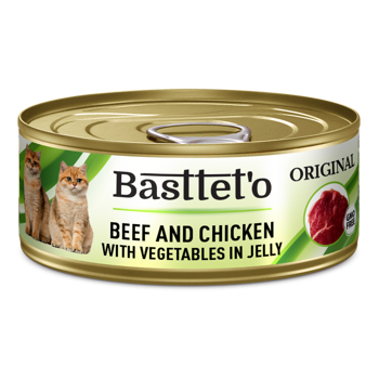 Basttet'o Original Manzo con pollo e verdure in gelatina per gatti 85g (lattina)