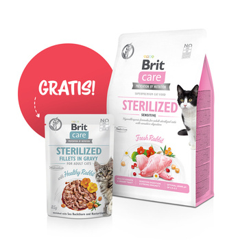 Brit Care Cat Grain-Free Sterilized Sensitive Con coniglio 400g + Brit Care 85g GRATIS!!!