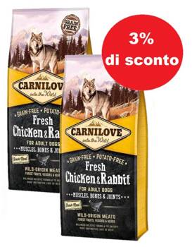 Carnilove Dog Fresh Chicken Rabbit Adult 2x12 kg - 3% di sconto in un set