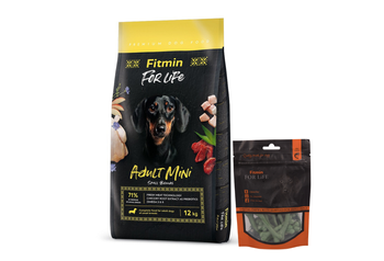 FITMIN For Life Mini Adult 12kg + Trattamenti dentali per cani 70g GRATIS