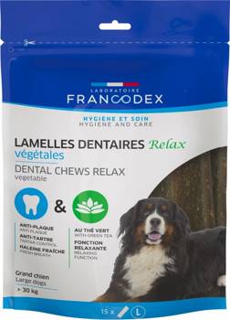 FRANCODEX RELAX strisce da masticare grandi per rimuovere tartaro e cattivo odore dalla bocca 502,5 g/15 strisce
