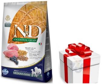 Farmina N&D Ancestral Grain Canine Adult Medium&Maxi Lamb&Blueberry 12kg + Sorpresa per il tuo cane