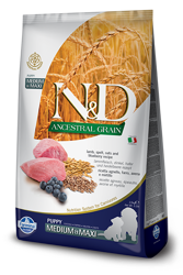 Farmina N&D Ancestral Grain Canine Puppy Medium&Maxi Lamb&Blueberry 12kg